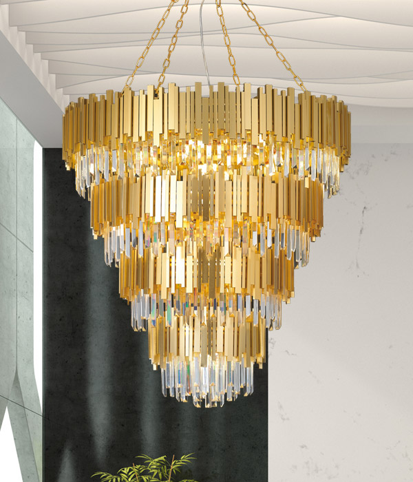 타이니 4단 43등 1000파이 크리스탈샹들리에 골드샹들리제